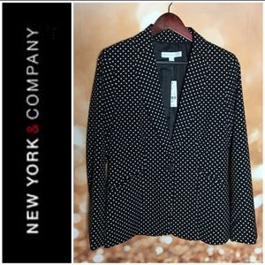 NWT New York & Co Black White Polka Dot Blazer
